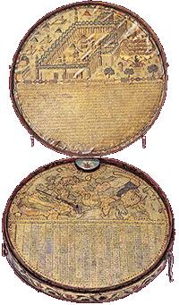 18th century Ottoman compass بوصلة عثمانية تشير باتجاه الكعبة